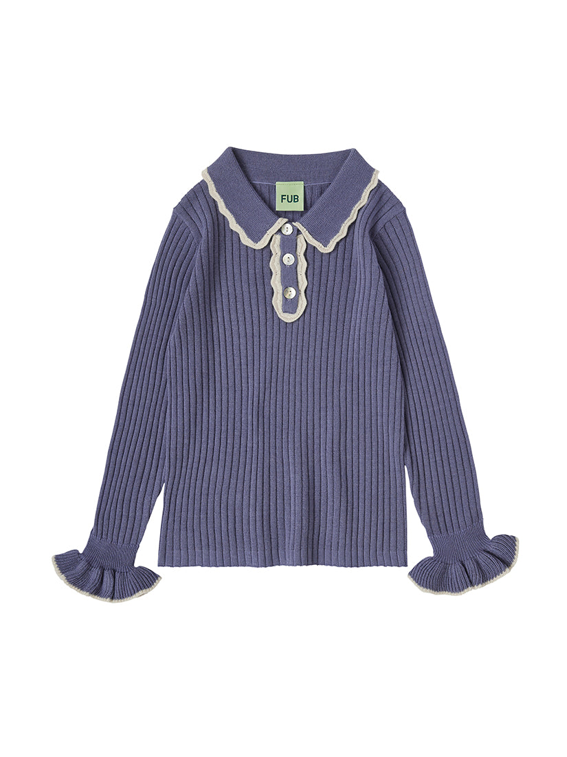 キッズ】《FUB》Rib Polo ロングスリーブポロシャツニット DUSTY VIOLET – H.P.FRANCE公式サイト