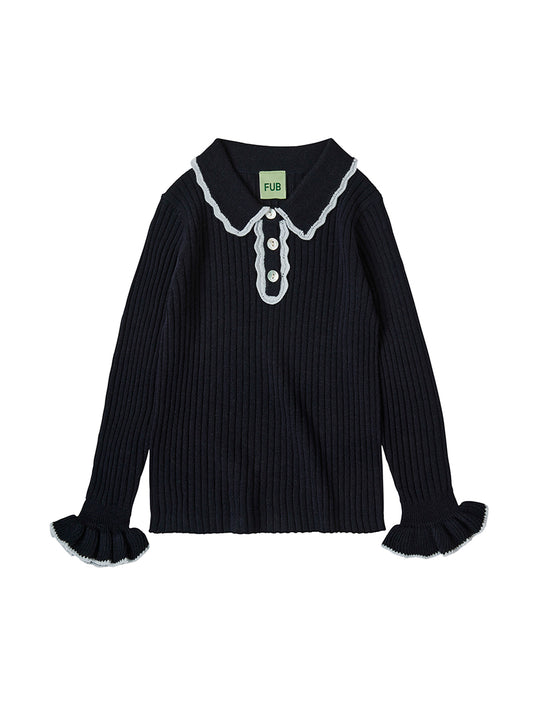 【キッズ】《FUB》Rib Polo ロングスリーブポロシャツニット DARK NAVY