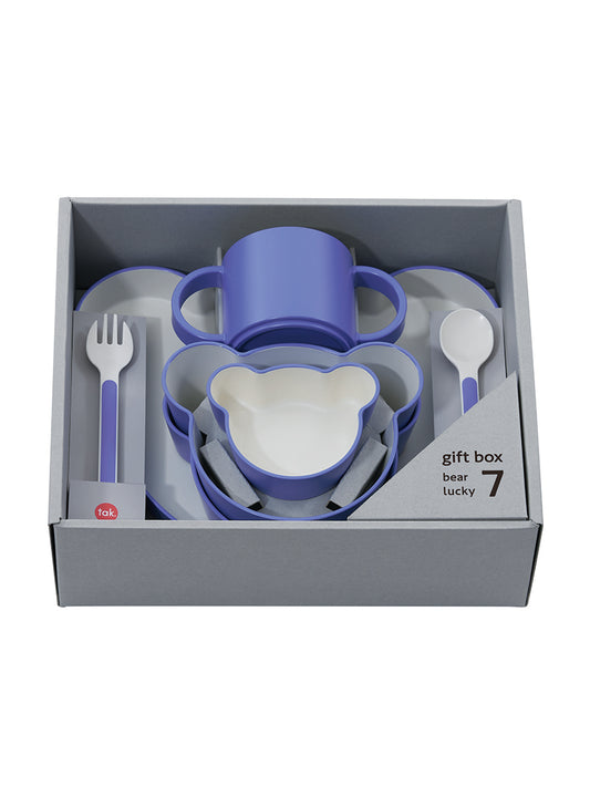 【キッズ】《tak》KIDS DISH gift box bear lucky7 / violet blue　7点セット