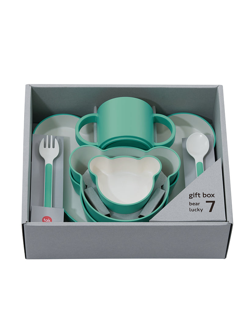 【キッズ】《tak》KIDS DISH gift box bear lucky7 / mint　7点セット