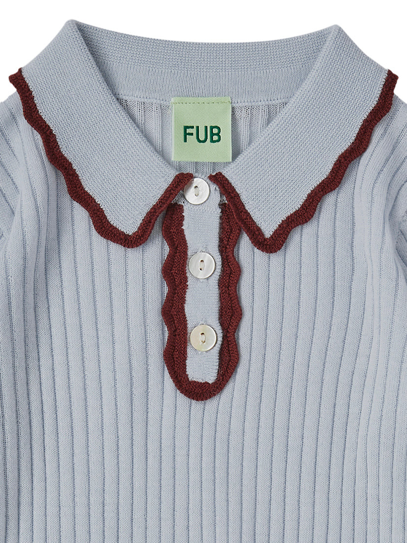 【キッズ】《FUB》Rib Polo ロングスリーブポロシャツニット ICE