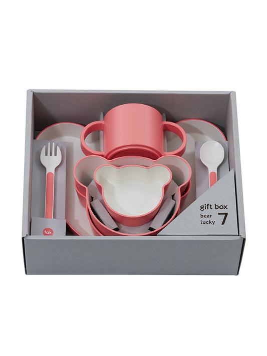 【キッズ】《tak》KIDS DISH gift box bear lucky7 / peach　7点セット