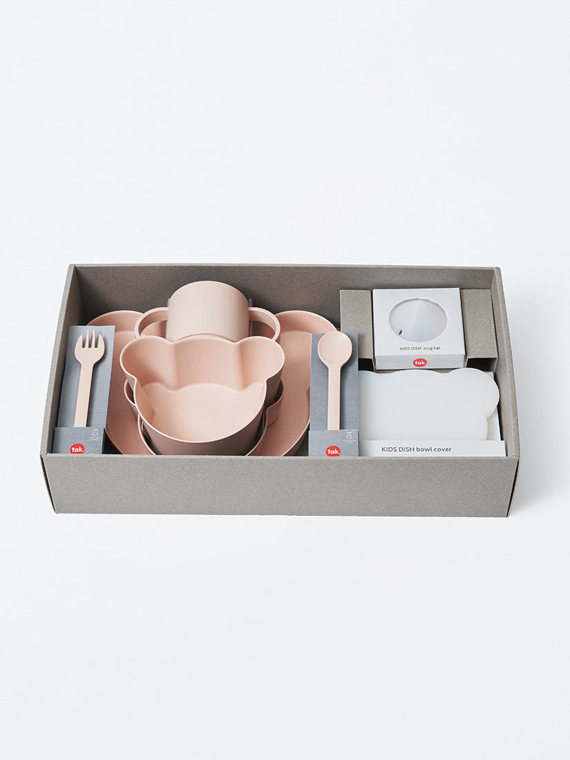 【キッズ】《tak》BIO KIDS DISH gift box bear big / coral　8点セット　