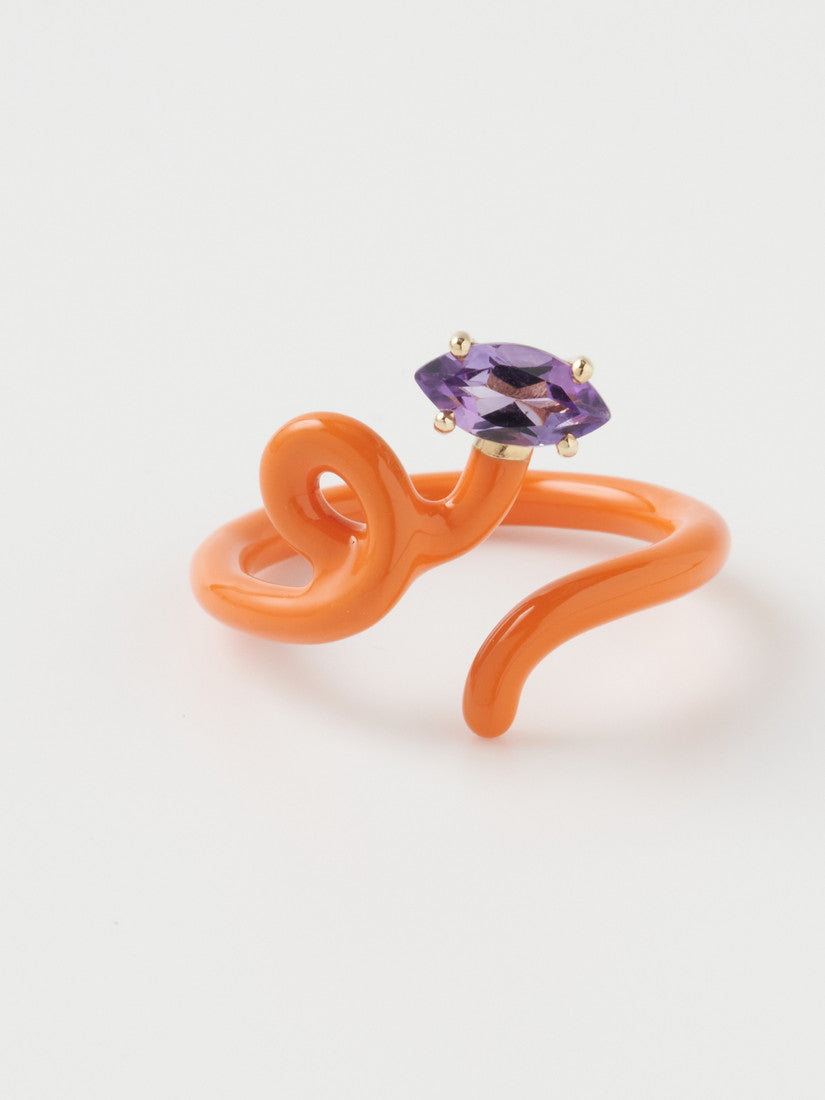 リング BABY VINE TENDRIL RING IN ORANGE