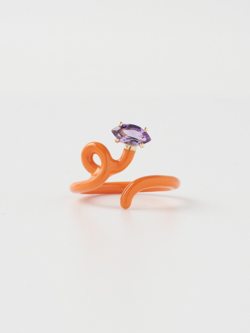 リング BABY VINE TENDRIL RING IN ORANGE