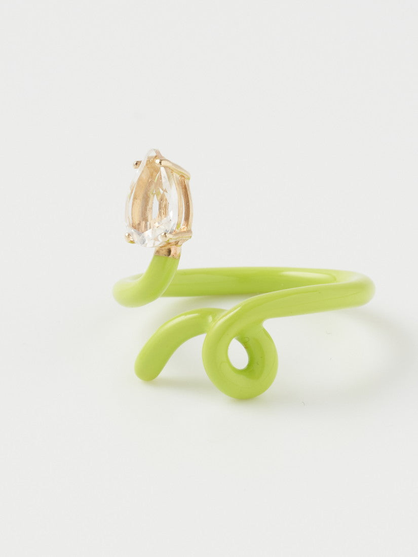 リング BABY VINE TENDRIL RING IN LIME GREEN