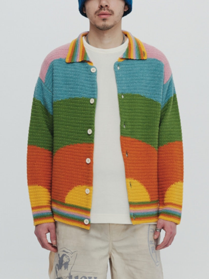 《PLATEAU STUDIO》Rainbow knit シャツ