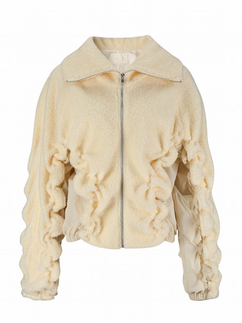 《PONDER.ER》VOYA SMOCKED FAUX-SHEARLING ジャケット