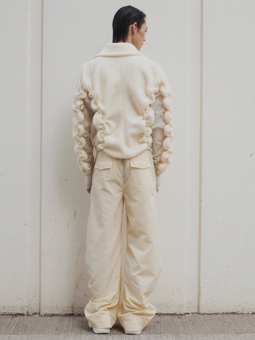 《PONDER.ER》VOYA SMOCKED FAUX-SHEARLING ジャケット