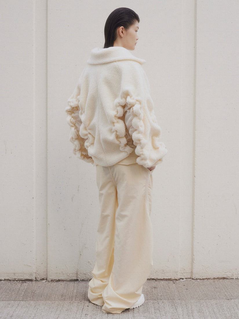 《PONDER.ER》VOYA SMOCKED FAUX-SHEARLING ジャケット