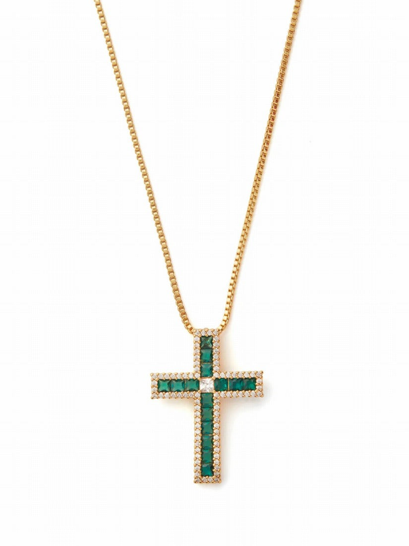 《Crystal Haze Jewelry》Emerald Cross ネックレス