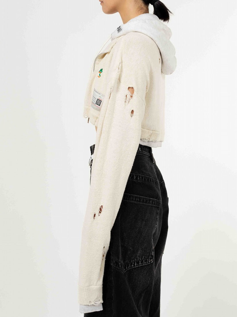 CROPPED LAYERED ZIP パーカー