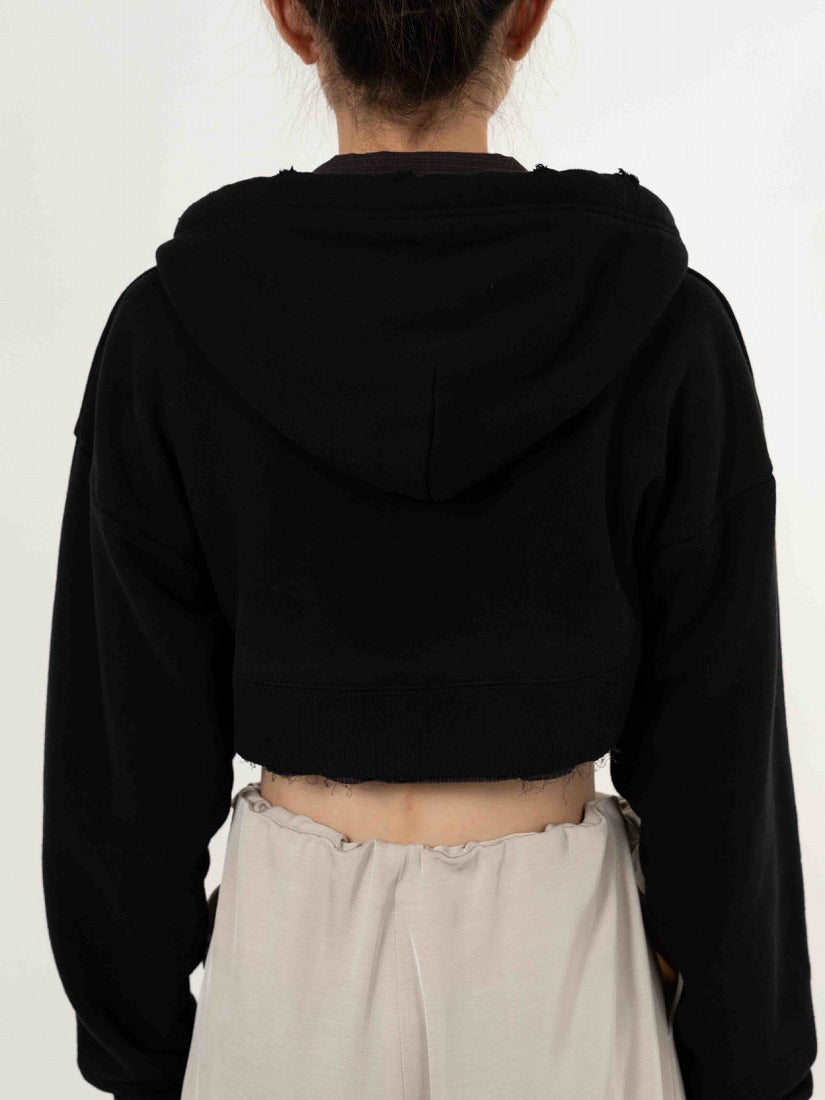 CROPPED LAYERED ZIP パーカー