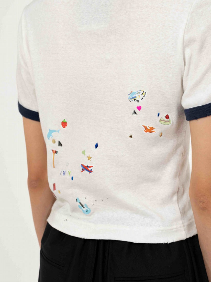 SMILY FACE PRINTED  STICKER MINI Tシャツ