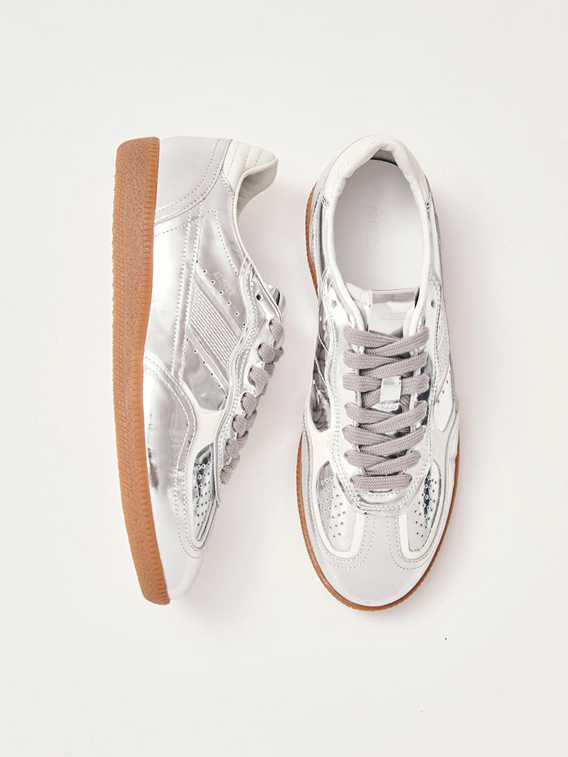 Rife Shimmer Silver Cream Leather Sneakers