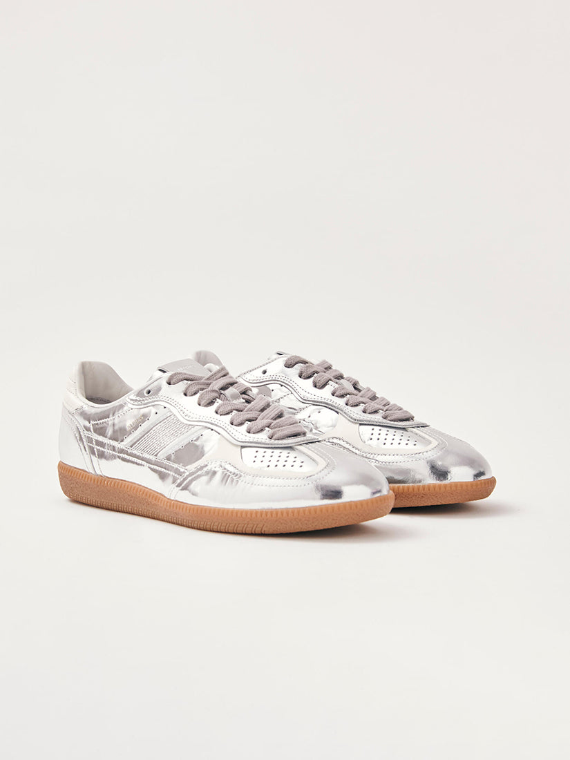 Rife Shimmer Silver Cream Leather Sneakers