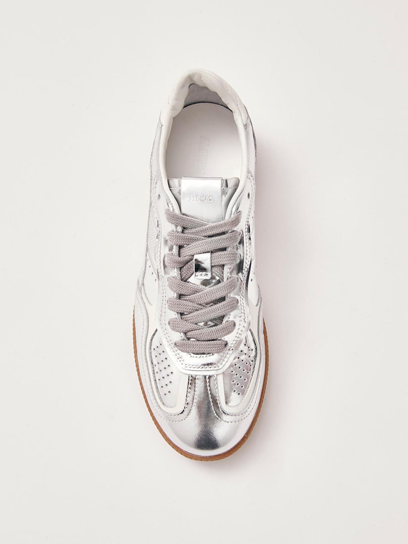 Rife Shimmer Silver Cream Leather Sneakers