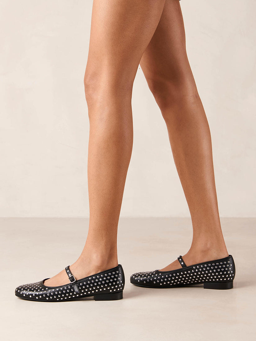 Lucien Black Leather Ballet Flats