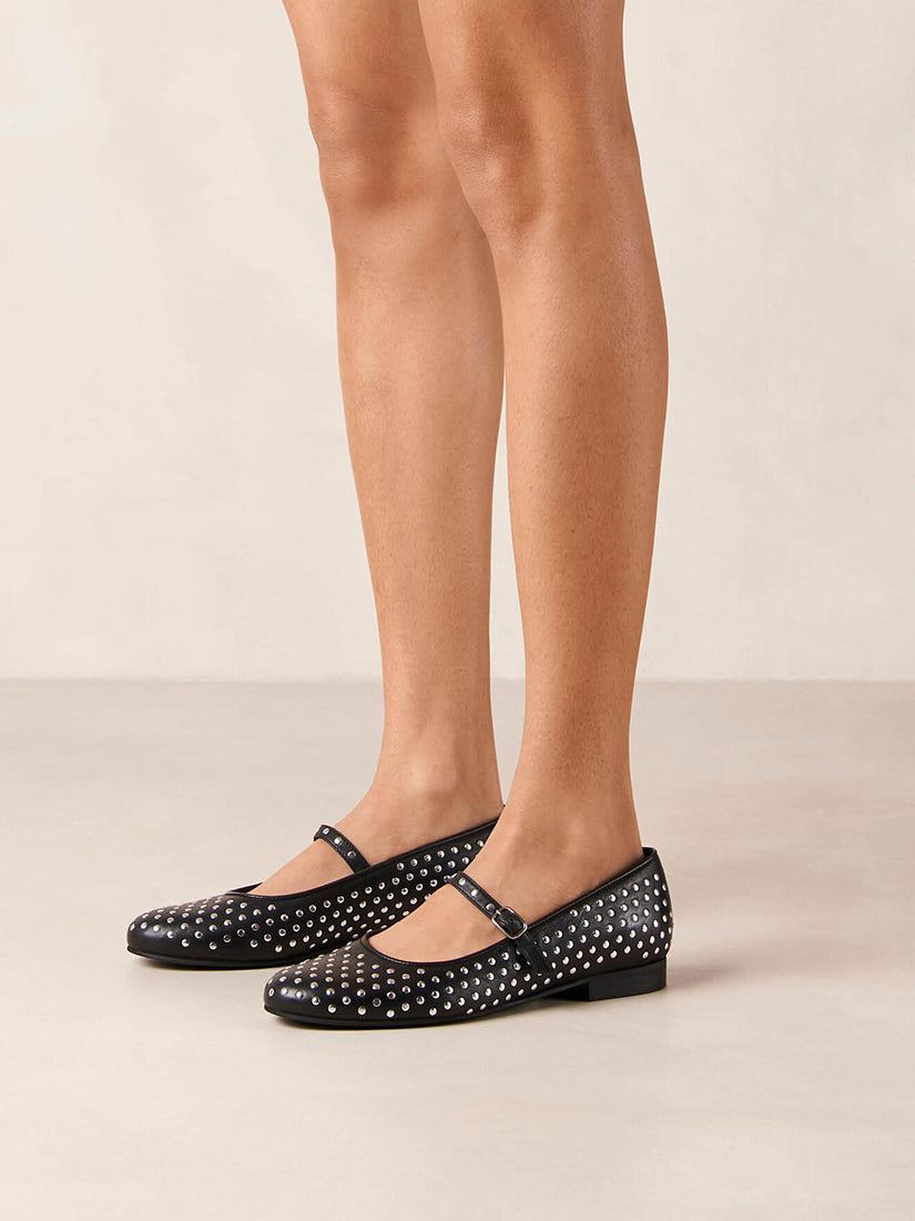 Lucien Black Leather Ballet Flats