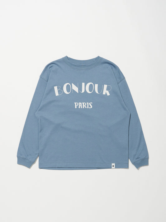 【キッズ】  「BONJOUR」cotton c/n longsleeve プリントTシャツ