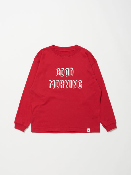 【キッズ】  「GOOD MORNING」cotton c/n longsleeve プリントTシャツ