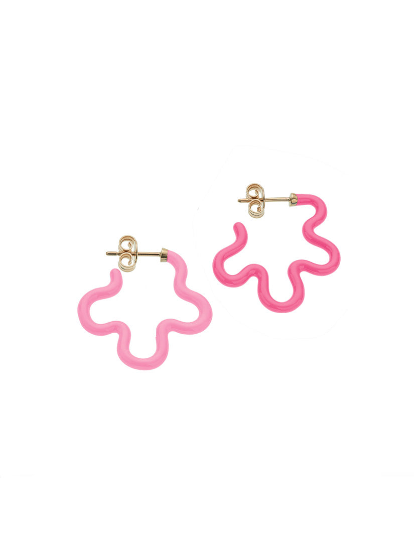 ピアス 2 TONE ASYMMETRICAL FLOWER POWER PIERCES IN BUBBLEGUM PINK AND AZALEA