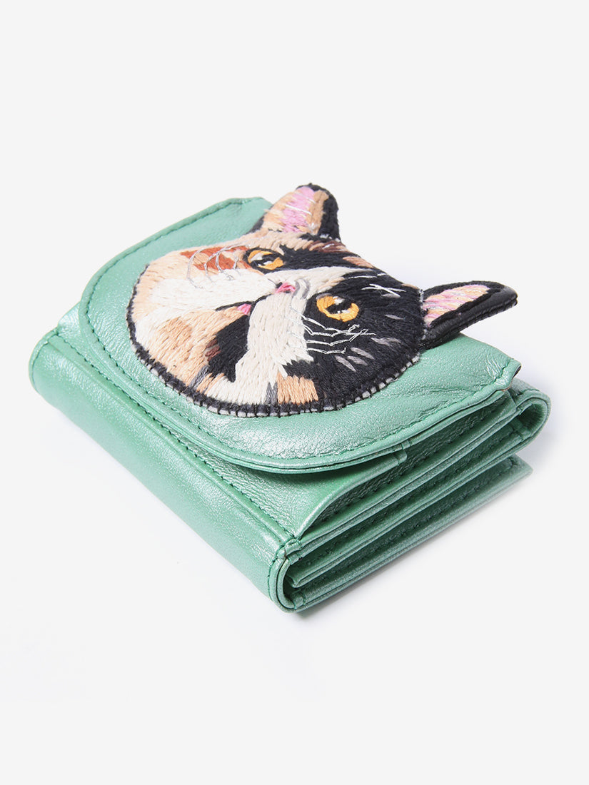 Metallic Green cat Wallet