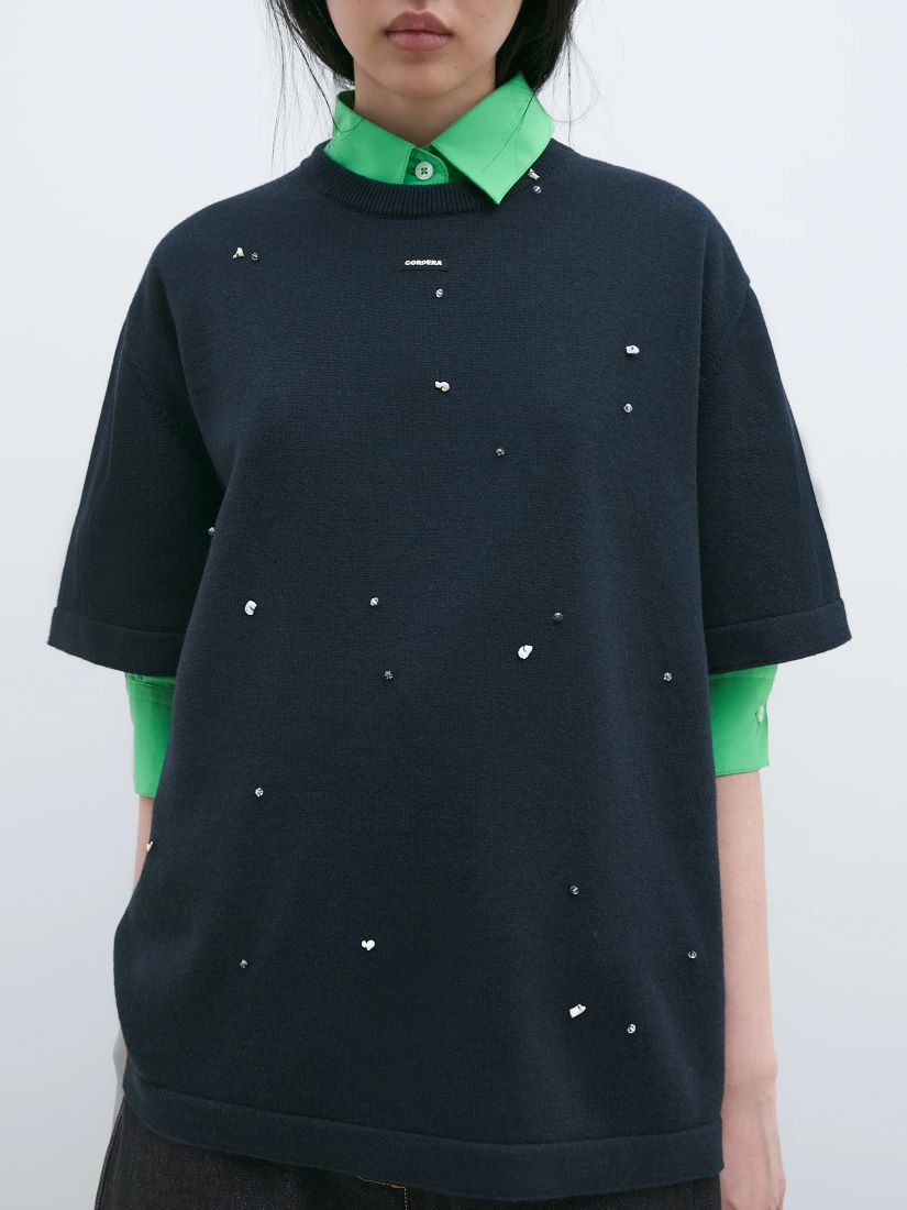 MERINO WOOL BEADED Tシャツ