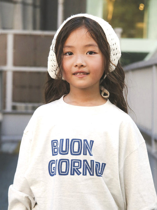 【キッズ】  「BUON GIORNO!」cotton c/n longsleeve プリントTシャツ