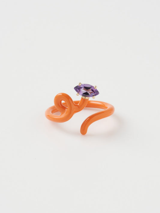 リング BABY VINE TENDRIL RING IN ORANGE