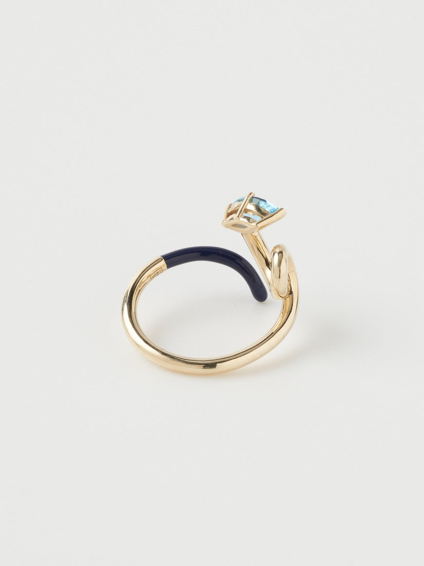 リング B HALF RING IN GOLD AND NAVY