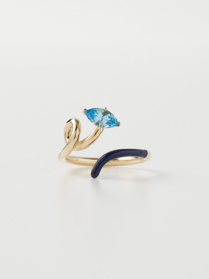 リング B HALF RING IN GOLD AND NAVY