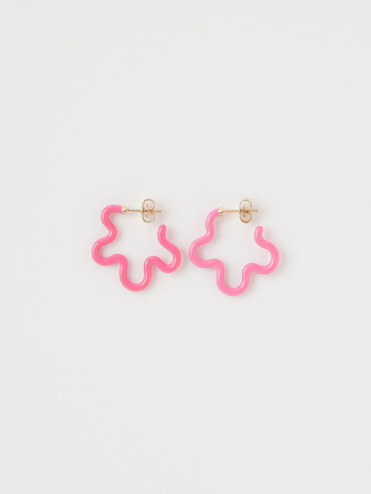 ピアス 2 TONE ASYMMETRICAL FLOWER POWER PIERCES IN BUBBLEGUM PINK AND AZALEA