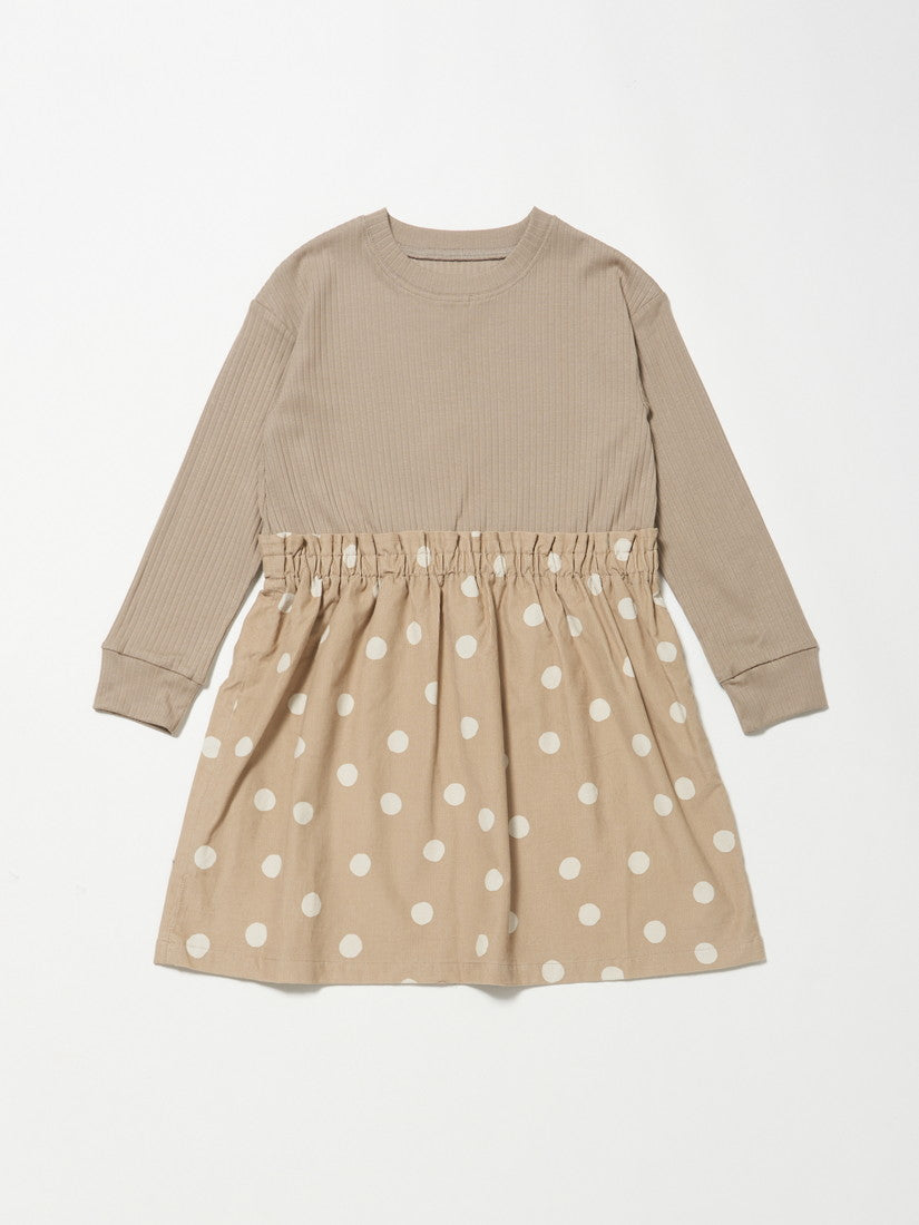 【キッズ】hand dotブロックワンピース / beige