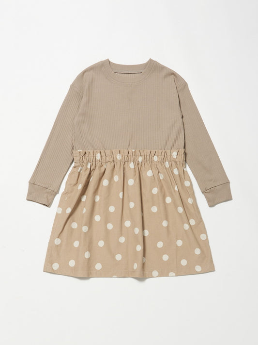 【キッズ】hand dotブロックワンピース / beige