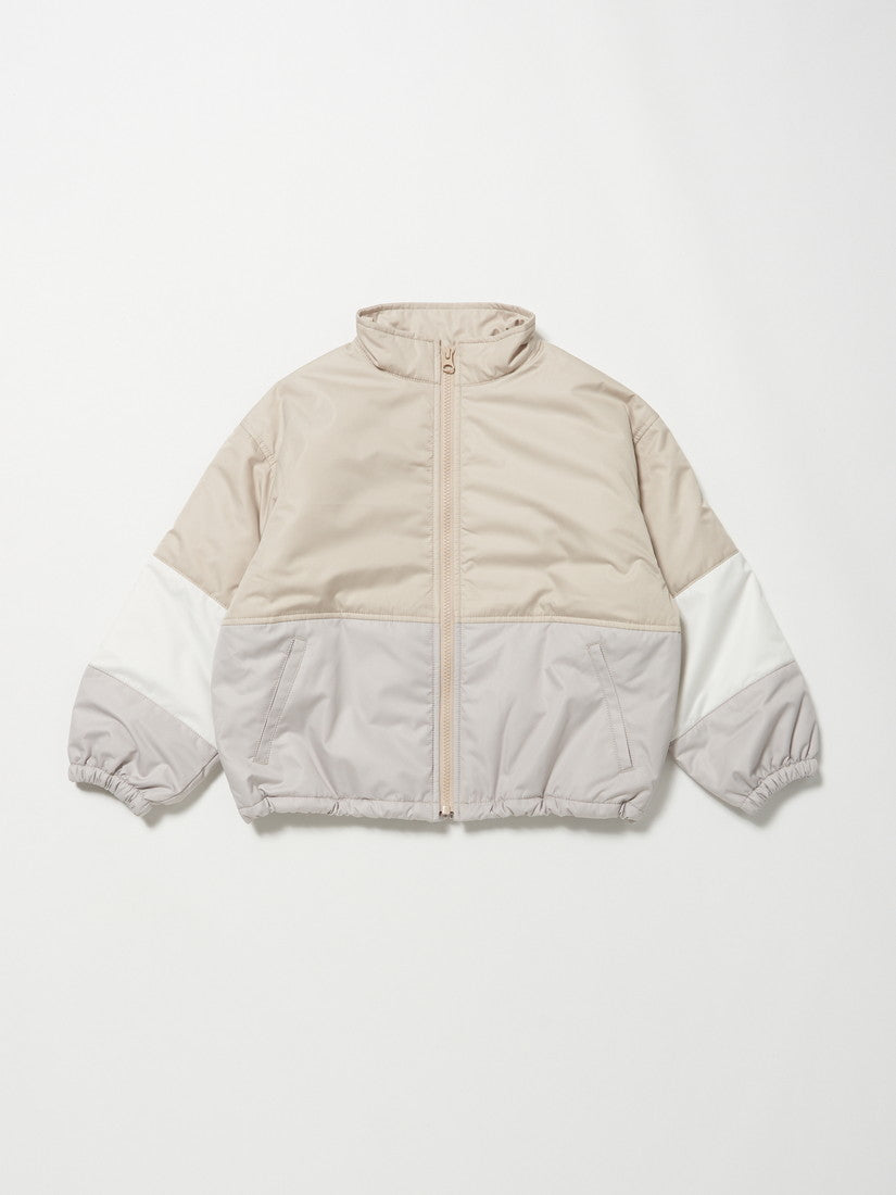 【タイムセール】【キッズ】カラーブロックブルゾン　beige×white