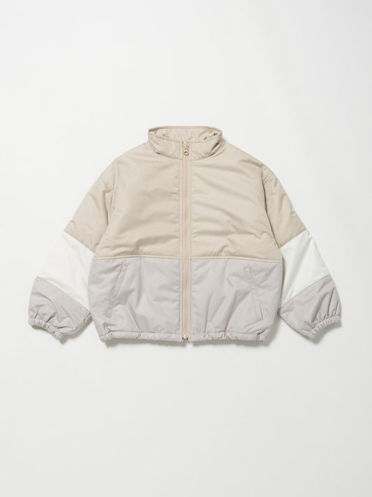 【タイムセール】【キッズ】カラーブロックブルゾン　beige×white