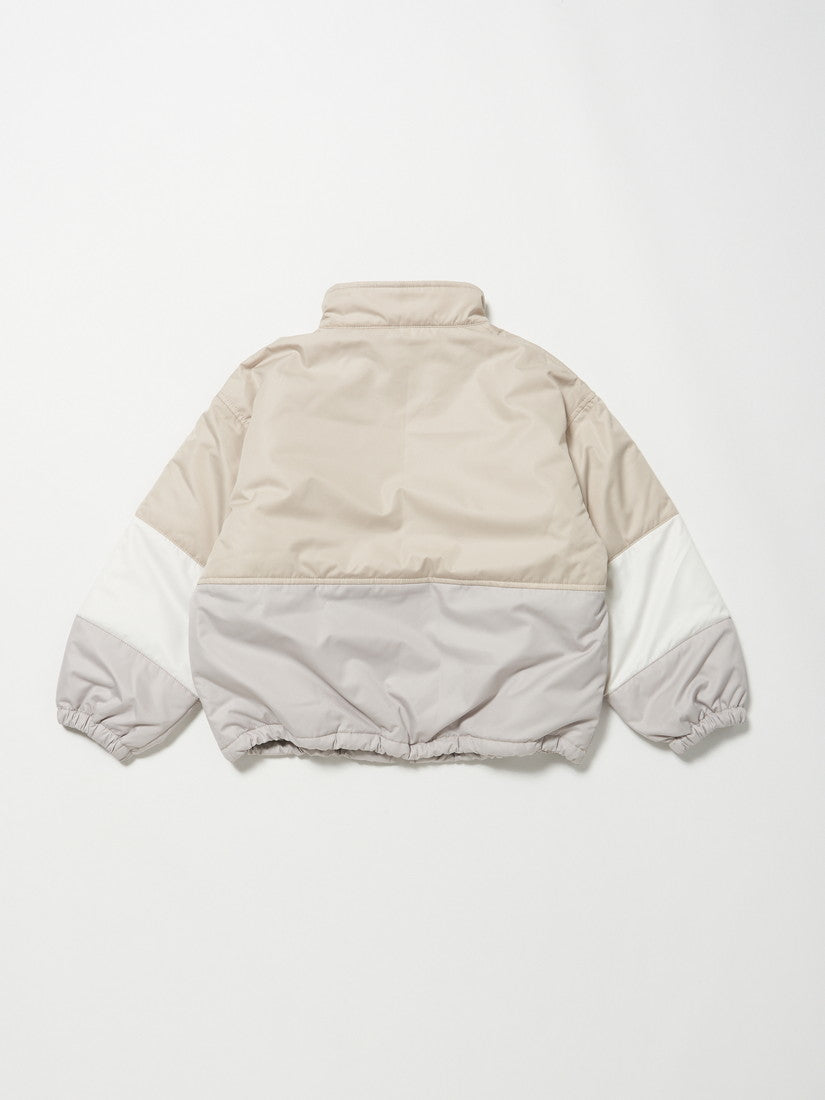 【タイムセール】【キッズ】カラーブロックブルゾン　beige×white