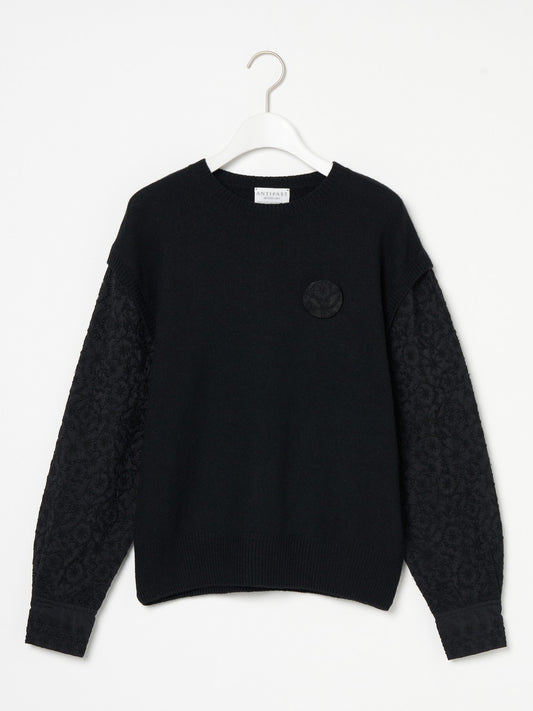 Knit Pullover with Embroidery Fabric セーター