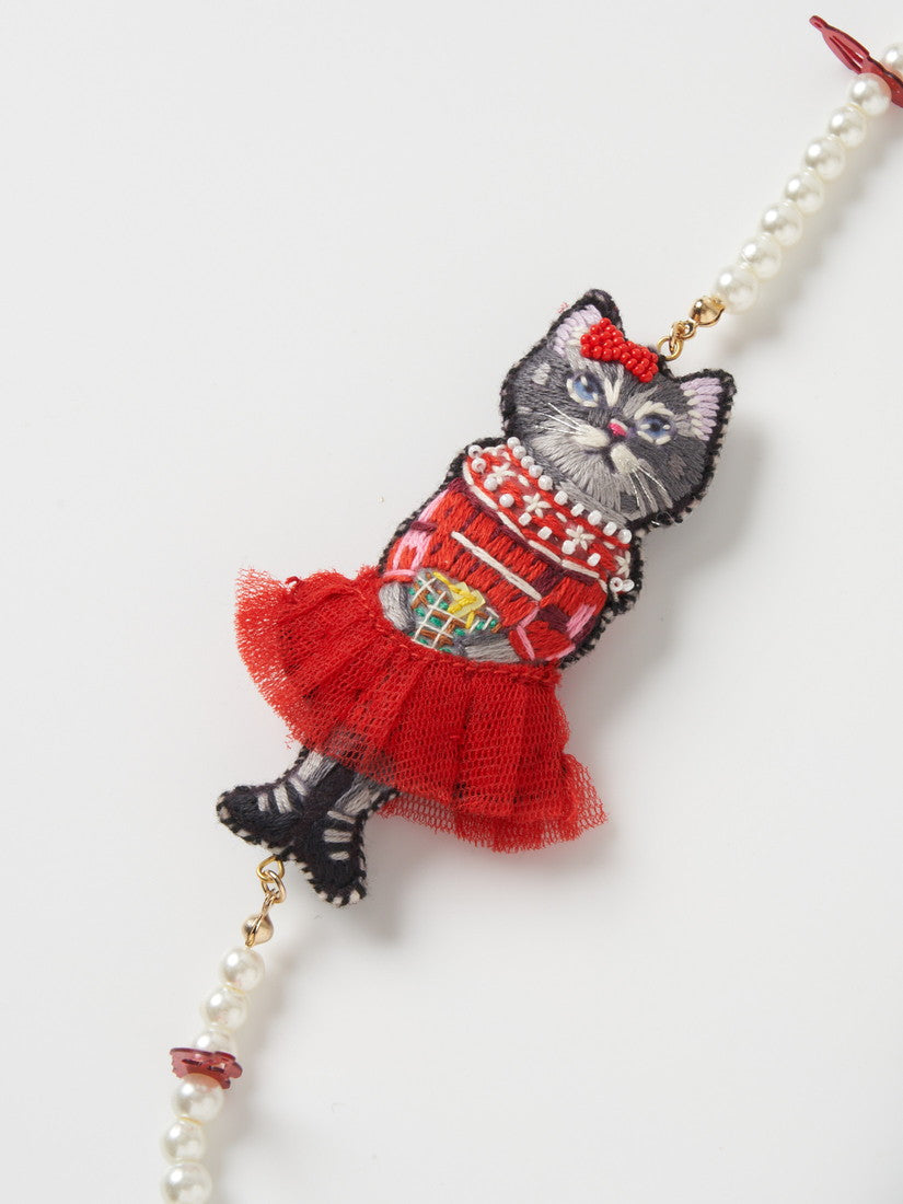 【期間限定】ネックレス Nathalie Lete Red dress cat