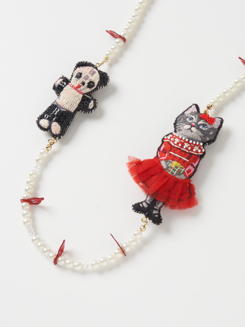 【期間限定】ネックレス Nathalie Lete Red dress cat