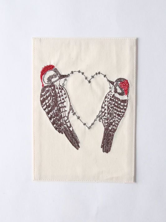 刺繍カード Woodpecker Love