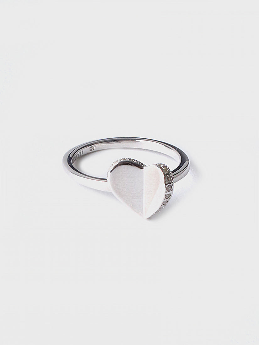 Tiny heart line stone リング (silver cubic zirconia)