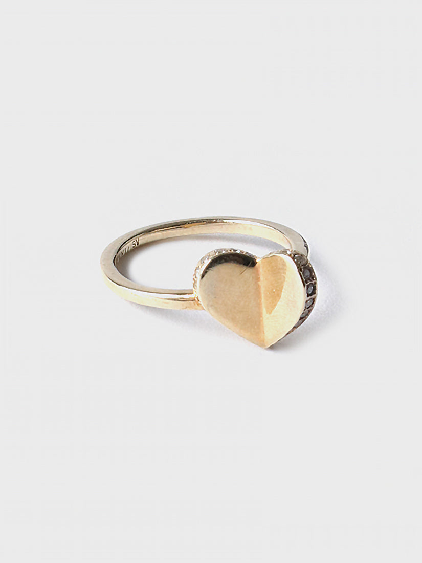 Tiny heart line stone リング (gold cubic zirconia)