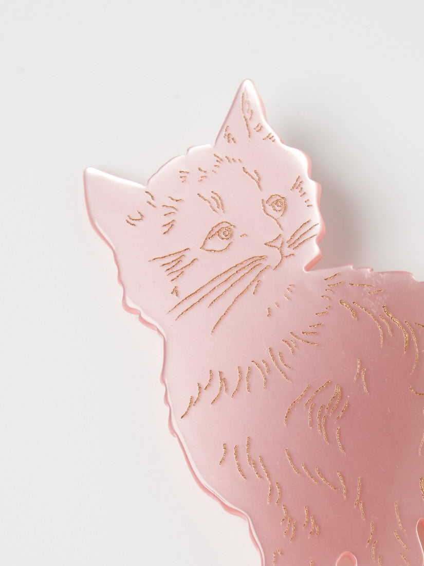 猫のブローチ＆バレッタ ピンク