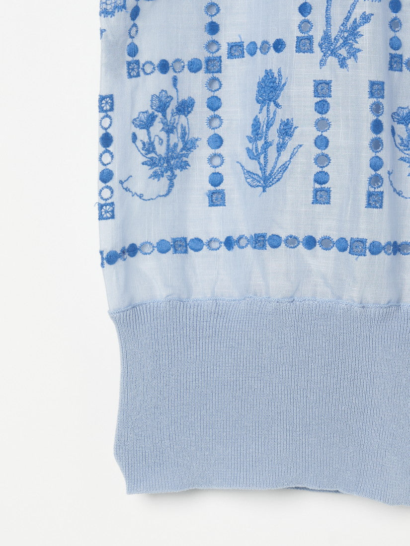 ニットカーディガン with Embroidery Fabric