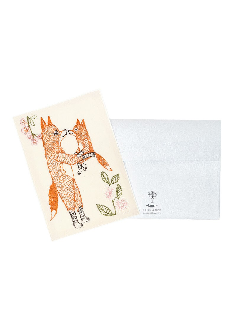 刺繍カード Fox Mama