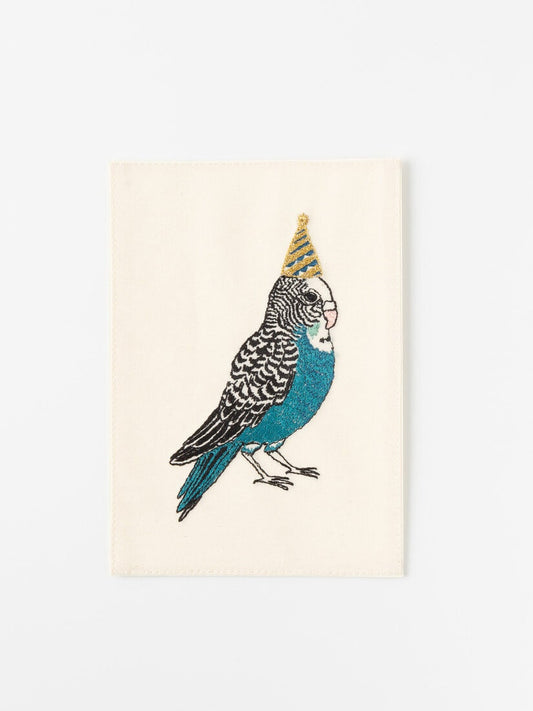 刺繍カード Birthday Parakeet