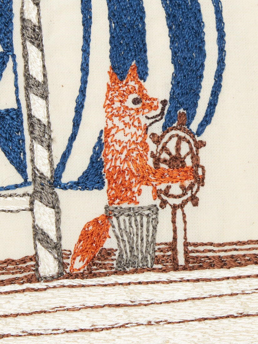 刺繍カード Sailing Foxes
