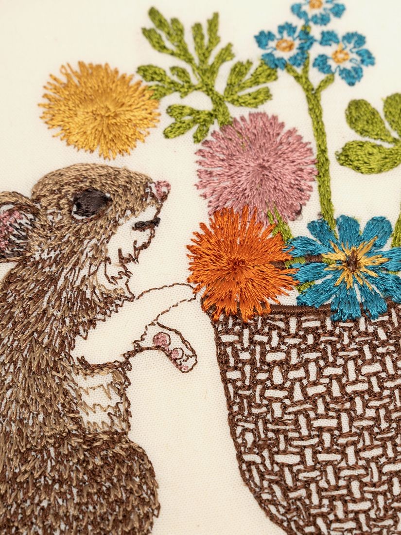 刺繍カード Mouse with Flowers